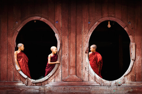 Fenster einer Pagode in Burma, Myanmar, Birma