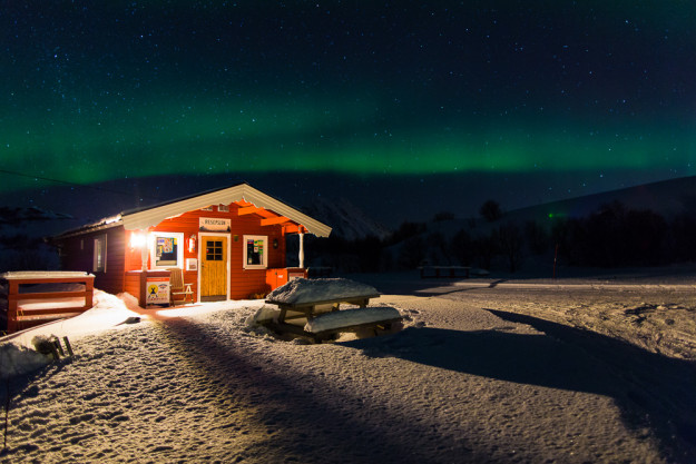 Bild von den Nordlichtern auf den Lofoten